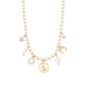 LUNA NORTE Gold/Mother of Pearl Virgo Charm Necklace